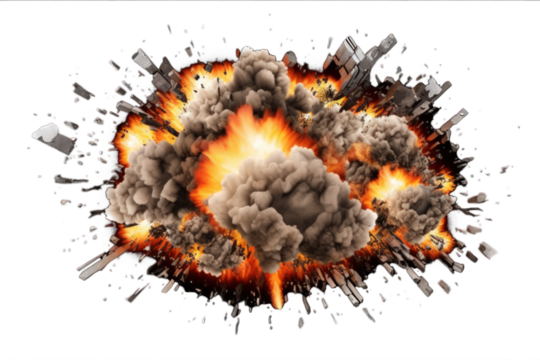Explosion border illustration on a transparent background. Generative AI.