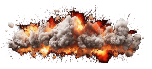 Explosion border illustration on a transparent background. Generative AI.