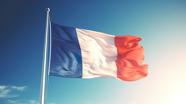 Waving flag of France made with Ai generative technology