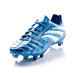 Blue football boots isolated on white