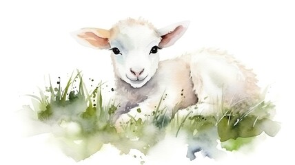 watercolor painting of a lamb