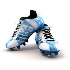 Blue football boots isolated on white