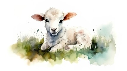 watercolor painting of a lamb
