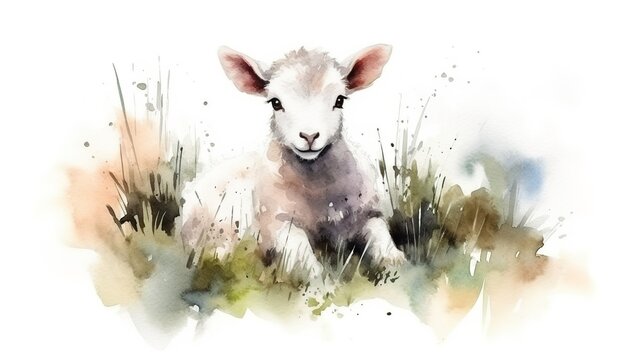 watercolor painting of a lamb