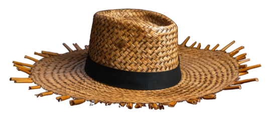 Hat straw illustration on a transparent background. Generative AI.