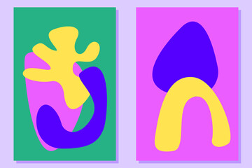 Abstract Application Kid Craft Illustration Funny Groovy Poster Pattern Background Colorful Positive Set 