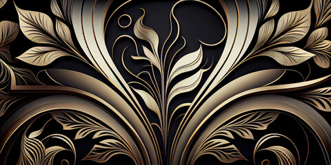 Abstract art nouveau style wallpaper background (Generative AI)