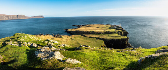 Neist Point lighthouse panorama view, Scotland, Isle of Skye - 615805615
