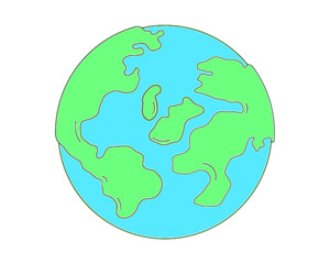 Earth globe icon. Flat illustration of earth globe vector icon for web,planet earth isolated on white background