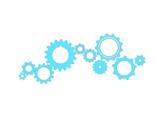 ten big and small gears horizontal graphic border,concept or solution,Cogwheel gear mechanism