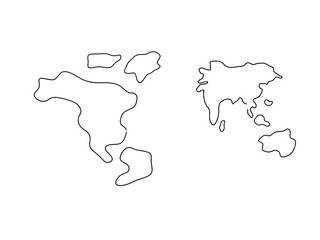 Earth globe one line drawing of world map vector illustration minimalist design isolated on white background. Simple modern earth globe style. Hand drawn for logo, emblem and design poster.