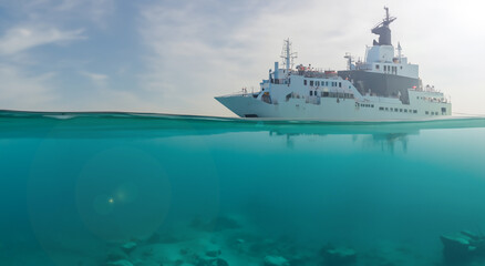 big ship floating on the deep sea