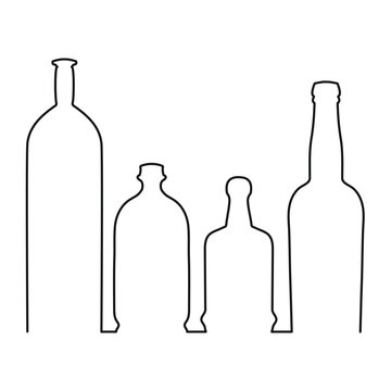Sketchy image shape of a glass bottle silhouette. Alcohol, wine, whiskey, vodka, brandy, cognac, beer, kvass, champagne, liqueur