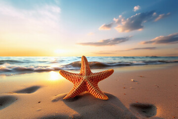 Naklejka na ściany i meble Starfish on the beach