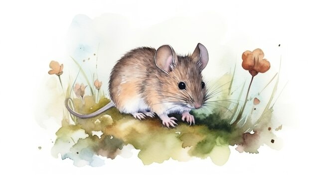 watercolor painting of a mouse