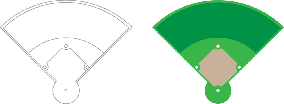 top view baseball field icon set