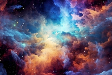 Obraz na płótnie Canvas Starry night sky, Colorful space galaxy cloud nebula. AI generative