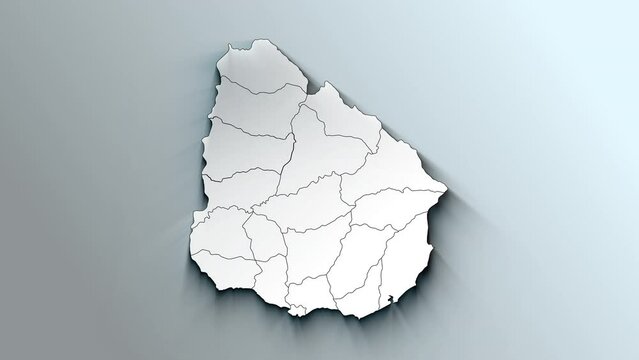 Modern White Map of Uruguay with Departments
