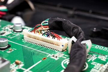 television circuit details, close up. 