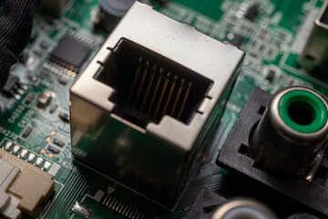 television circuit details, close up. 