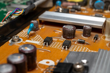 television circuit details, close up. 