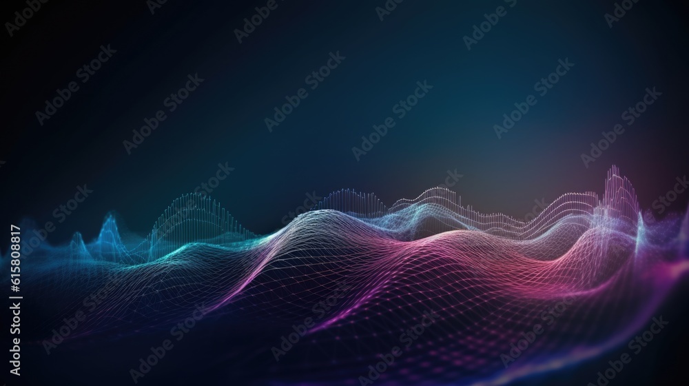 Poster modern abstract digital wave particle background. generative ai aig21.