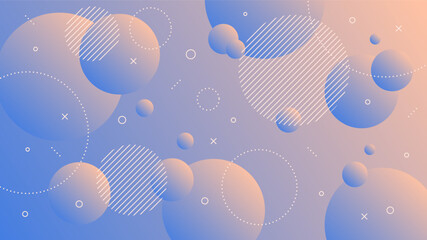 Modern Abstract Background with Motion Round Retro Memphis and Blue Orange Gradient Color