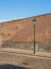 historical lamp in the street in the old town