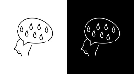 Sad Expression Emotions Doodle Icon outline Button Design