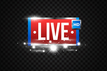 Realistic Sparkling Live Streaming Badges Vector