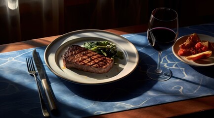 Yummy beef grill steak on a table