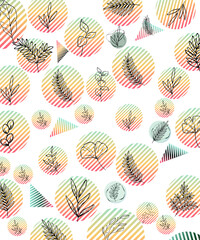 seamless pattern with leaves & flowers 