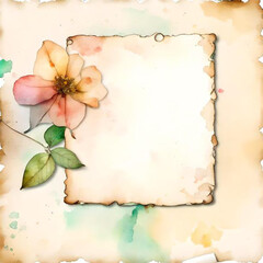 Scrapbook background with the watercolor decoration, aged paper 
