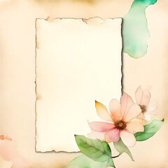Scrapbook background with the watercolor decoration, aged paper 