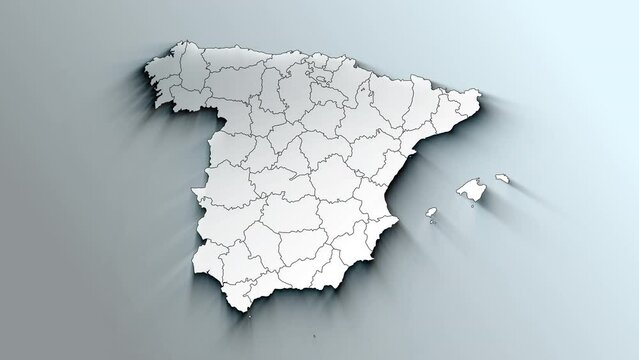 Modern White Map of Spain with Provinces