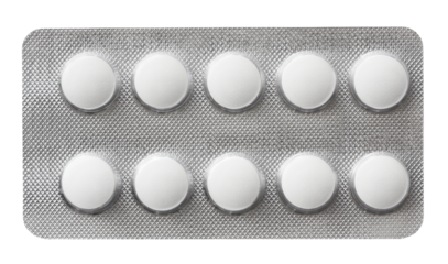 Pack of pills isolated on transparent background