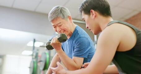 Asian elderly sports in gym