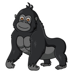 Cartoon funny gorilla on white background
