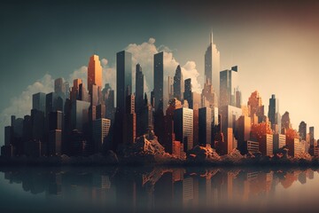 Modern City Skyline - Generative AI