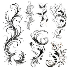 Set of Calligraphic Filigree Design Elements and Page Decorations
