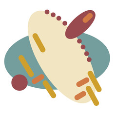 Hand drawn illustration with abstract mid century modern shapes. Vintage neutral geometric blobs circles with brown dots lines curves, faded beige grey graphic design poster, doodle background social 