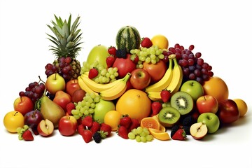 Obraz na płótnie Canvas Variety of Fruits with Isolated White Background