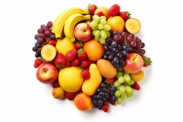 Fototapeta na wymiar Variety of Fruits with Isolated White Background