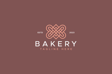 Bakery Food Geometric Linear Logo Abstract Monogram Luxury Beverage Restaurant