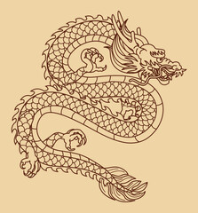 和風の龍　2024　年賀状素材　複合パス　塗りなし