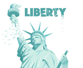 Statue of liberty, symbol New York City, concept threat of democracy