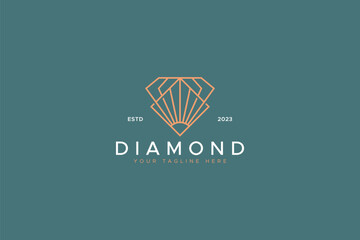 Diamond and Sunrise Abstract Logo Geometric Premium and Luxury Concept