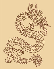 和風の龍　2024　年賀状素材　複合パス　塗りなし