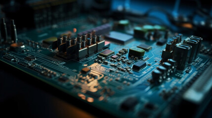 Electronic circuit close-up, made with generative AI