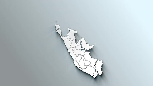 Modern White Map of Peru with Regions